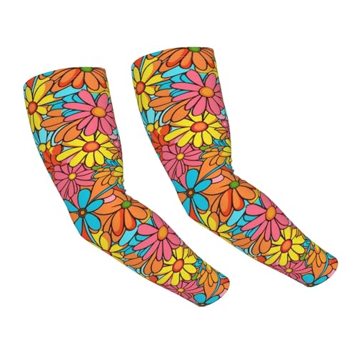 Arm Sleeves Outdoor Garden Sports Cooling Sun Sleeve for Women Men Farm - color: Hippie Flower