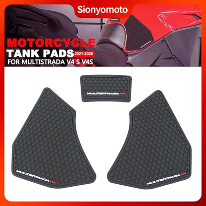 Fuel Gas Tank Pad Protector Stickers Decal Rubber Set Compatible with Multistrada V4 S V4S 2021 2022 2023 2024 2025 3pcs