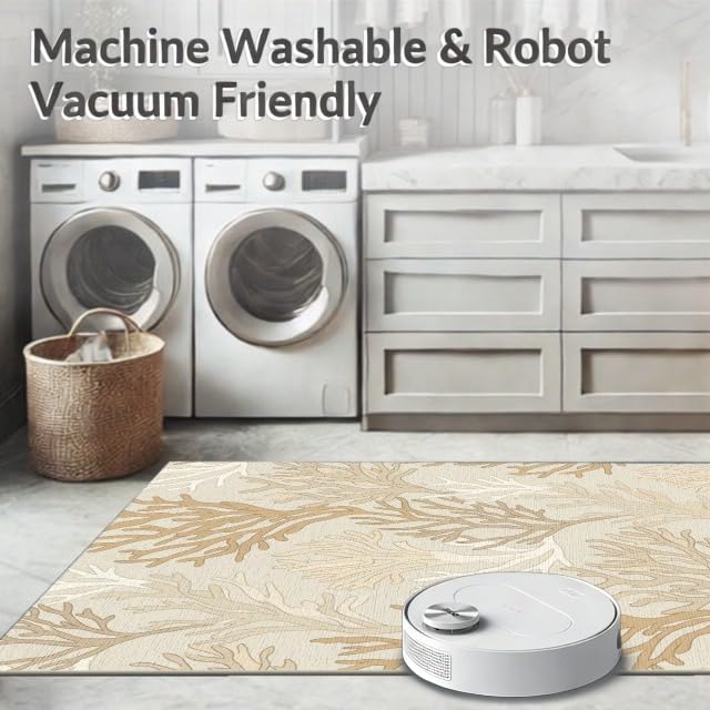 8'x10' Washable Modern Abstract Large Rug, Cream Non-Shedding Pet Friendly Carpet Foldable Easy Care Mat for King Size Bedroom, Master Suite, Under Bed | Ref:1886598 - color: Beige/Pattern 26, size: 8' x 10' (Rectangular)