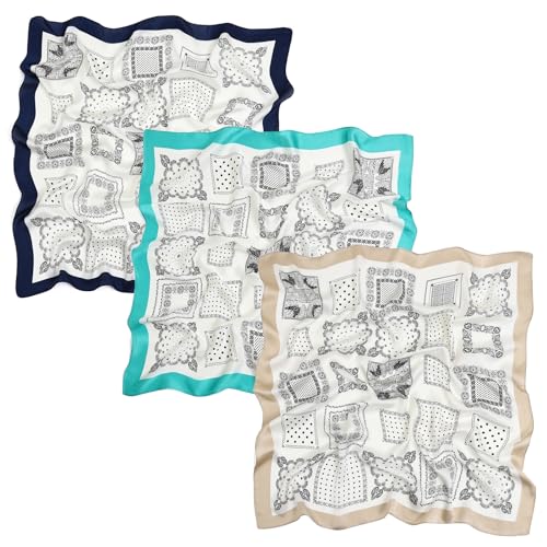 STARWHISPER 27" Square Head Scarf for Women Silk Feeling Satin Scarf Women Fashion Silk Scarf for Wrapping Hair - color: Quadrate3