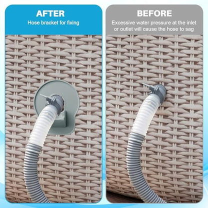 2 Pack Swimming Pool Pipe Holders Plastic Above Ground Swimming Hose Support Brackets with Tape Pool Hose Support Bracket for Preventing Pipes Sagging Accessory