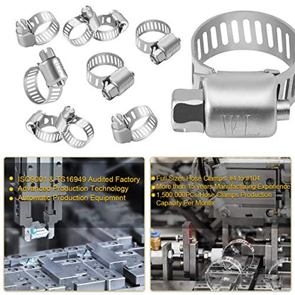 Winlong 1/2'' Stainless Steel Hose Clamps - 24PK Size 4 Small Worm Gear Drive Hose Clamps Clamping Range 1/4 Inch to 5/8 Inch (6mm-16mm) for Automotive Plumbing, 1/4'' Clamps, 1/2'' Clamps - size: Mini#4 (1/4" ~ 5/8") 24PK