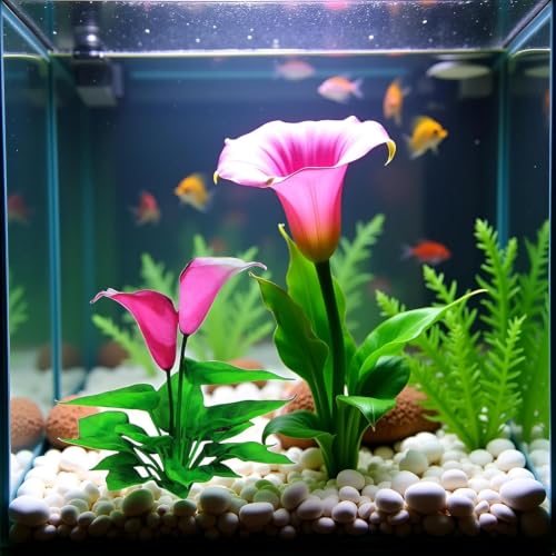 Flower Aquarium Decoration Artificial Aquatic Plant Waterweed Craft Silk Plastic Plants,Artificial Fish Tank Decorations,Used for Household and Office Simulation Hydroponic,Aquarium Accessories