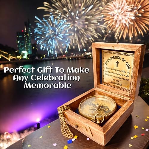 Divine Path Engraved Compass - I Will Guide You - Psalm 32:8" Quote | Inspirational Gifts for Men Women, Uplifting Spiritual Heavenly Faith Gift Boys Girls - style: Providence Of God