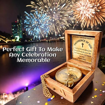 Divine Path Engraved Compass - I Will Guide You - Psalm 32:8" Quote | Inspirational Gifts for Men Women, Uplifting Spiritual Heavenly Faith Gift Boys Girls - style: Providence Of God