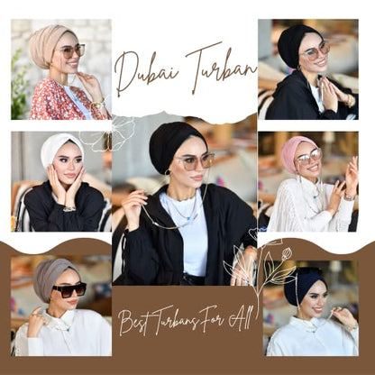 para life Dubai Turbans for Women, Breathable Instant Turban|Std Size Stretchable Cotton|Hijab Cap&Undercap - color: Khaki