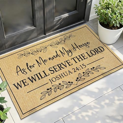 Christian Door Mats for Front Door Welcome Mat for Outdoor Entrance 17"x30" - color: Brown for Me