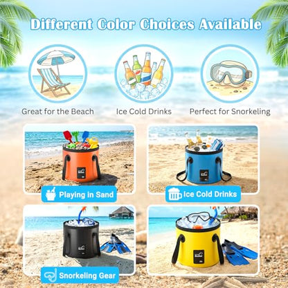 4 Pcs 5 Gallon Collapsible Bucket with Handle Foldable Bucket Water Container for Camping Fishing Car Washing Gardening Outdoor Portable Wash Basin(Blue, Yellow, Orange, Black)