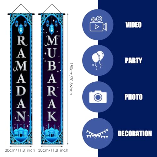 Nuxovilar Ramadan Porch Sign Entrance Banner Set 12x71in Polyester - color: hd13424