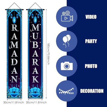 Nuxovilar Ramadan Porch Sign Entrance Banner Set 12x71in Polyester - color: hd13424