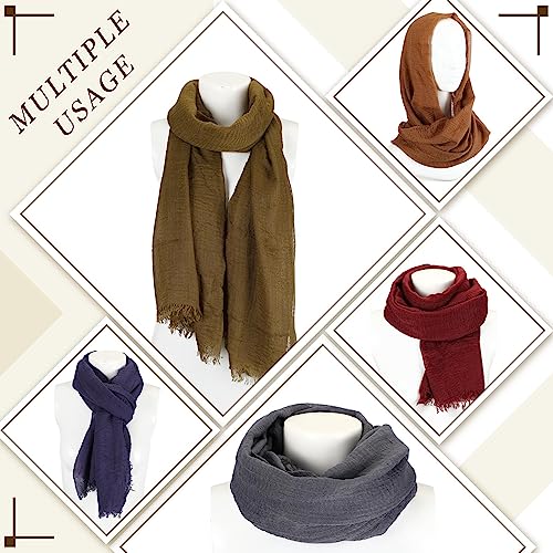 Geyoga 6 Pcs Women Scarf Shawl Hijab Scarves Cotton Crinkle Hijab for Women Blend Shawl Crinkle Wrap Head for Seasons - color: Dark Colors