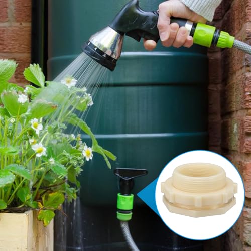 PATIKIL ABS Bulkhead Fitting NPT2", Bulkhead Water Tank Connector with Silicone Seal Gasket Garden Hose Fitting for Rain Bucket, Sinks, Aquariums, White - size: NPT2"