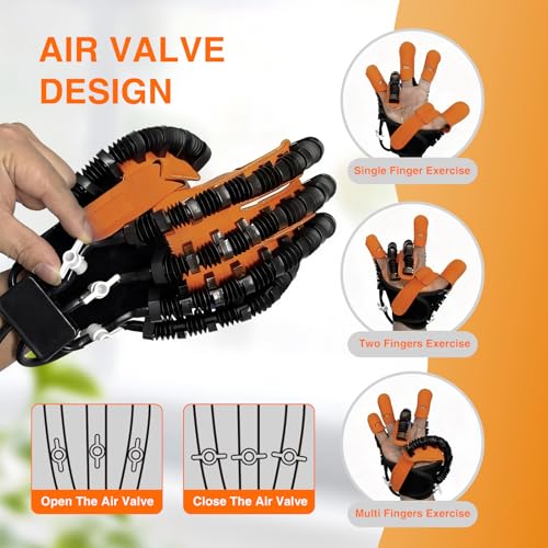 Hand Rehabilitation Equipment, Therapy Gloves for Stroke Hand Recovery Device, Robotic Rehab Glove for Finger Training, Adjustable Strength Hands Exerciser - size: Left-M