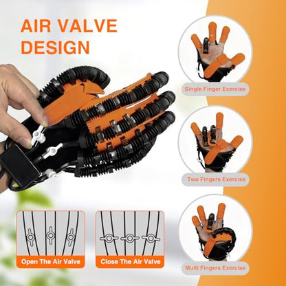 Hand Rehabilitation Equipment, Therapy Gloves for Stroke Hand Recovery Device, Robotic Rehab Glove for Finger Training, Adjustable Strength Hands Exerciser - size: Left-L