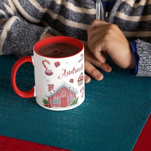 Custom Name Coffee Mug 11oz 15oz, Personalized Sparkling Gingerbread House Ceramic Mug, Festive Full Wrap Mug, Customized Christmas White Cup, Winter Mug For kids, Gingerbread Mug - color: XUA-1124-3652-Christmas Mug