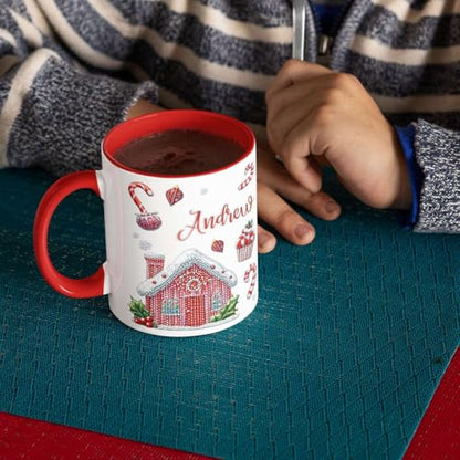 Custom Name Coffee Mug 11oz 15oz, Personalized Sparkling Gingerbread House Ceramic Mug, Festive Full Wrap Mug, Customized Christmas White Cup, Winter Mug For kids, Gingerbread Mug - color: XUA-1124-3652-Christmas Mug