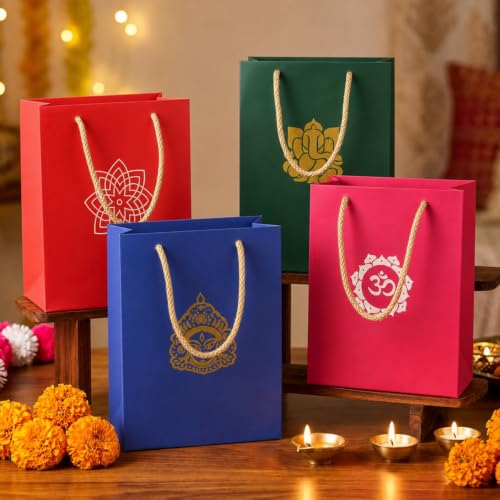Lincia 16 Pcs Indian Return Gift Bags for Pooja Diwali Festival,Vivid - style: Vivid