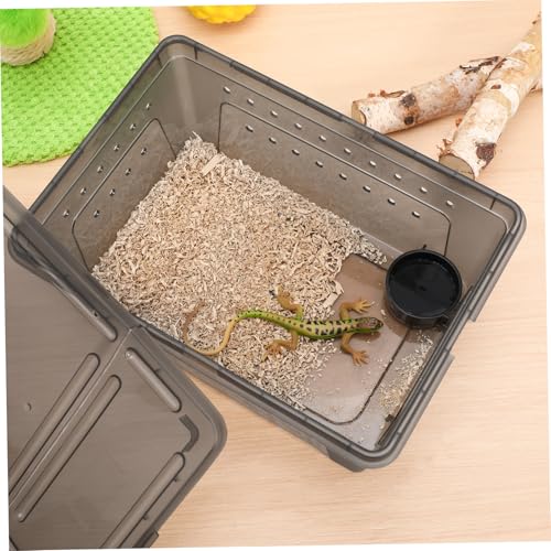 Pet Reptile Terrarium Box Feeder Professional Habitat for Turtles Geckos Lizards and Insects Plastic Breeding Container Ventilation for Easy Maintenance Black Set