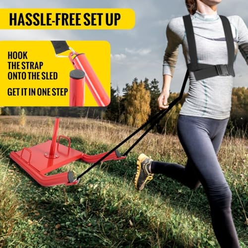 Saini_MEDICOS Fitness Training Sledge Trading Power Sledge Weighted Drag Sport Weighted Sledge, Resistance Strength Drag Agility Training Fitness Speed Sledge with Harness"