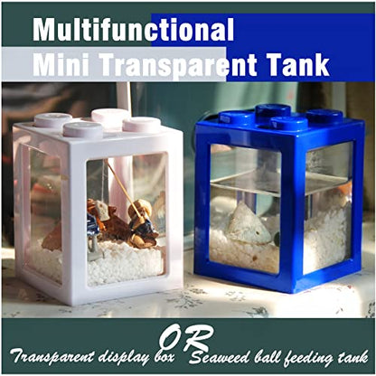 Mini Sea Monkey Tank, Stackable Aquariums for Fairy Shrimp Eggs Moss Balls, 0.25 Gallon Temporary Betta Fish Tank, Ant Feeding Case, Small Reptile Tank - color: White