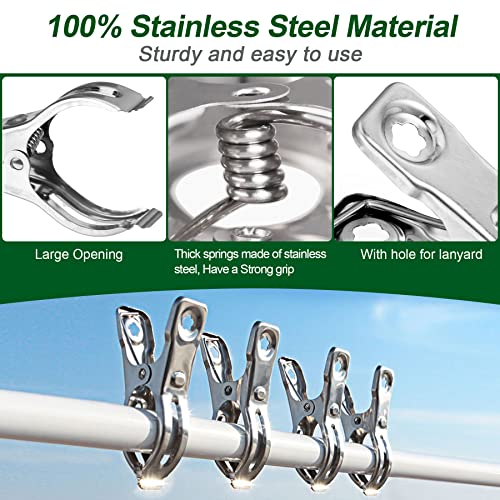 40 Pack Garden Clips for Greenhouse Netting, 2.3 Inch Metal Clamps | Stainless Steel Body and Spring, Strong Grip Fits 1/2, 3/4 and 1 Inch Poles, Securing Shade Cloth or Netting to Hoop Frames