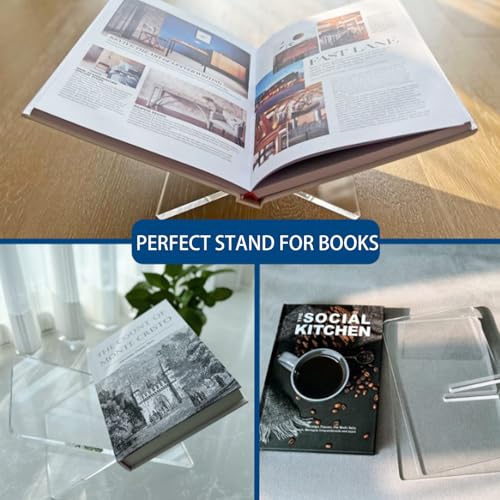 Acrylic Book Stand Large Open Display for Cookbook Art Bible Easel Magazine Textbooks Clear Stands Guest Coffee Table Reading Transparency Holder Kitchen Home Decor 7.5*4.5*4.5 inches (7.5*4*4) - size: 7.5*4*4