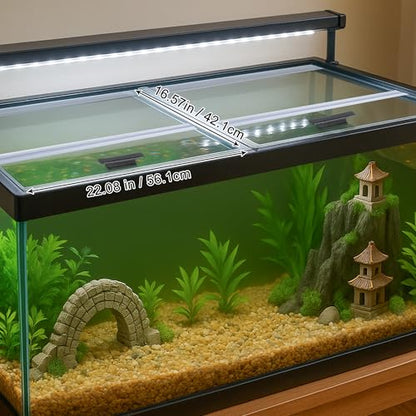 2PCS Set 22.08x16.57x0.16in（Each Piece） Clear Tempered Glass Canopy,75/90/110 Gallon Aquarium Fish Tank Hoods for Aqueon - size: 2PCS-22.08x16.57in