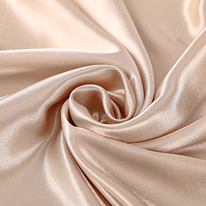 AWAYTR 35” Large Satin Square Head Scarf - 2Pcs Silk Like Floral Head Scarves Square Satin Hair Scarf Bandanas for Women - color: Solid Color(black/Camel)