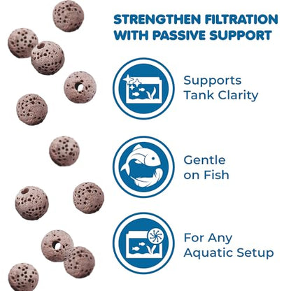 SunGrow Betta Lava Beads, Lightweight Substrate for Fish Tanks, Decorative Gravel for Aquariums, Brown Volcanic Lava Rocks for Filtration, 0.2", 50 Pcs per Pack