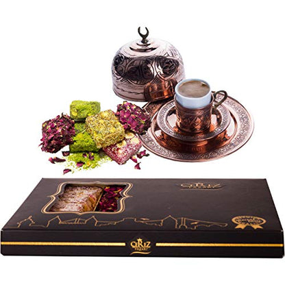 Cerez Pazari Turkish Delight Pistachio and Hazelnut with Fantastic Rose & Pomegranate Flavour Experience in Luxury Large Gift Box 500g | Assorted Gourmet, Sweet Vegan Traditional Lokum (16-20 Pcs) - size: 17 ounces