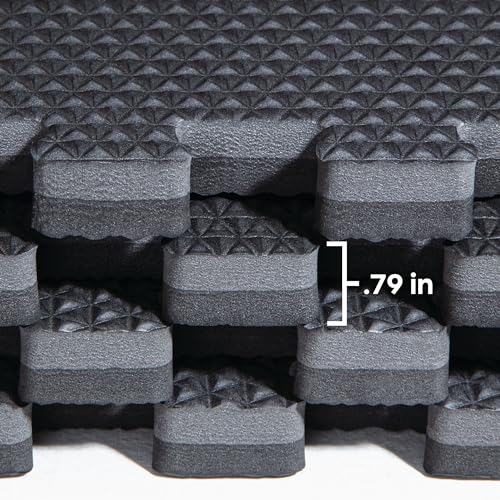Reversible Gym Exercise Mats 3/4" Thick EVA Interlocking Foam Tiles, Perfect Home Gym Flooring, 20 Tiles & 40 Trim Pieces, 80 Sq. Ft. Reversible, Gray/Black - color: Gray/Black, size: 20 Tiles - 80 Sq. Ft.