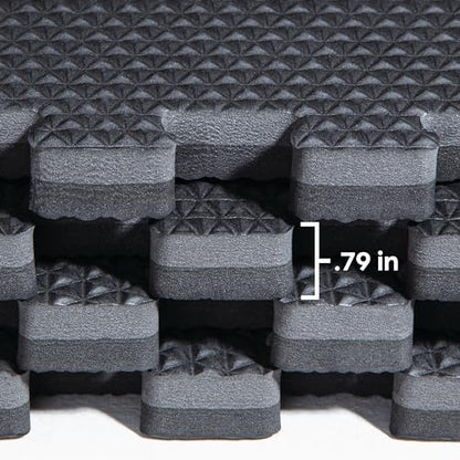 Reversible Exercise Mats 3/4" Thick EVA Interlocking Foam Tiles, Perfect Home Gym Flooring, 4 Tiles & 8 Trim Pieces, 16 Sq. Ft. 24"x24", Gray/Black - color: Gray/Black, size: 4 Tiles - 16 Sq. Ft.