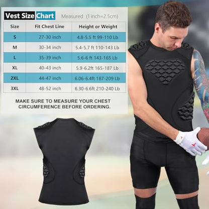 TUOY Adult Rib Chest Protector, New Version - Padded 5 Pads Baseball Football Lacrosse Rib Heart Sternum Guard - color: RY-Black, size: Large