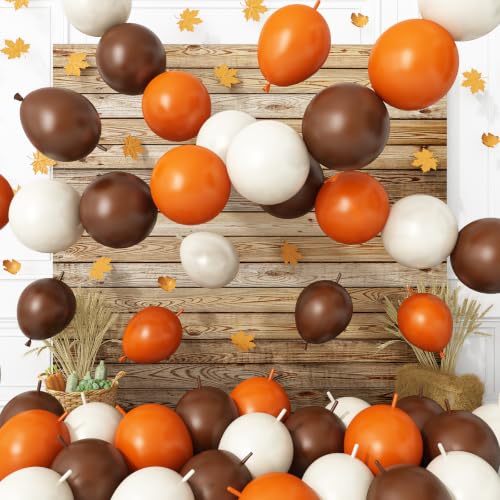 Orange White Brown Link Balloons,120Pcs 6Inch Fall Linking Balloons - color: Orange White Brown