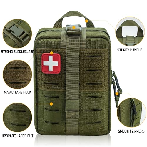Molle Ifak Pouch, Rip Away Molle Tactical Medical Pouch, Empty First Aid Kit Bag for Duty Belt (1 Pack-Green) - color: 1 Pack-green