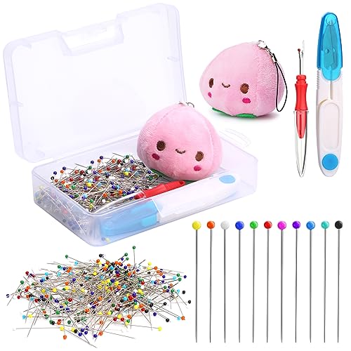 400pcs Sewing Pins 1.5inch Straight Pins for Crafts-Multicolor | Pearlized Ball Head Pins with Pin Cushion and Other Sewing Accessories for Dressmaker, Jewelry DIY Decoration and Project - color: Multicolor