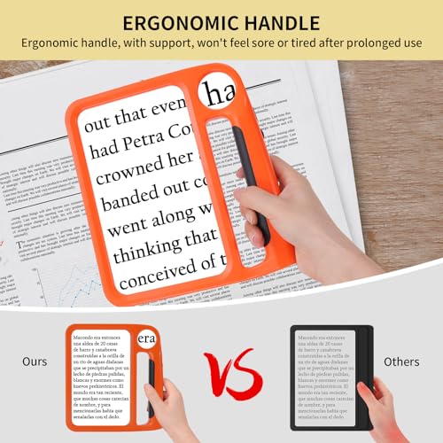 5X 10X Full-Page Magnifying Glass with Light, Rechargeable Handheld Magnifier with 3 Light Modes, 48 Lights, Clean Cloth Ideal Gift for Seniors Reading Books Inspection - style: 5X 10X