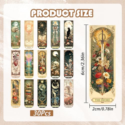 30 Pcs Tarot Fantasy Magnetic Bookmarks, Cute Magnet Book Mark Clips for Reading Women Teens Adults, Witchy Dark Romance Bookish Gifts and Page Marker Accessories - style: Tarot