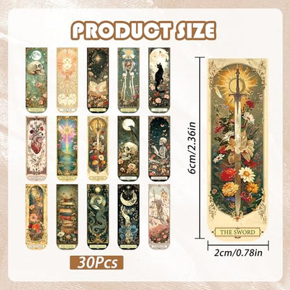 30 Pcs Tarot Fantasy Magnetic Bookmarks, Cute Magnet Book Mark Clips for Reading Women Teens Adults, Witchy Dark Romance Bookish Gifts and Page Marker Accessories - style: Tarot
