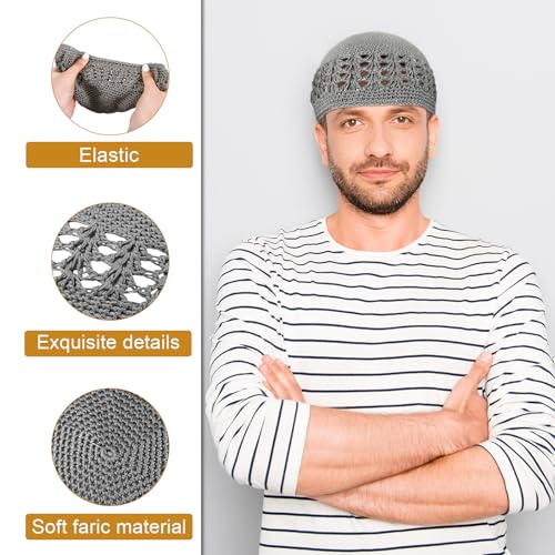 Boyiee Knit Kufi Hats Crochet Beanie Skull Caps Solid Colors Knit Cap Stretchy Knitted Crochet Hat for Men Women Teens - color: Black,gray, White