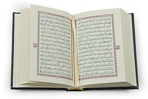 İhvan Online Medina Calligraphy Quran Set with Islamic Finger Counter, Portable Digital Prayer Tasbeeh, Pearl Zikirmatic Beads, 3 Pieces Gift for Ramadan & Eid & Mawlid (Black) - color: Black