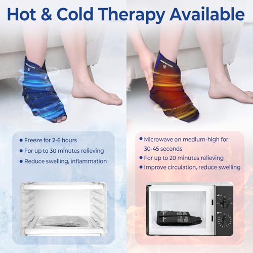 Ankle Foot Ice Pack Wrap, XL, Black, 1 Wrap + 4 Gel Packs | 30-Min Long-Lasting & Leakproof, Full Coverage for Feet Pain Relief, Hot & Cold Therapy, Insertable Ice Packs, Easy-to-Wear - size: XL, style: Black (1 Wrap+4 Gel Packs)