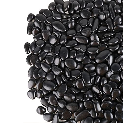 Black Pebbles for Plants 1.8lb Bulk Bag Aquarium Gravel 0.8"- 1.2" Decorative Polished Fish Tank Stone - size: 1.8LB, style: Black