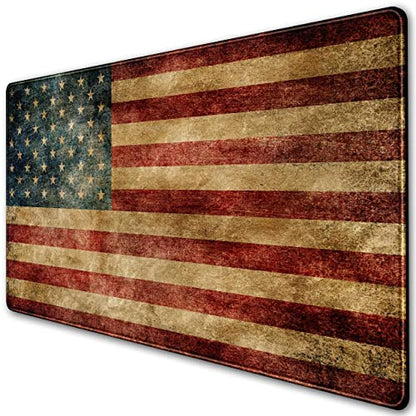 Desk Mat, Extended Gaming Mouse Pad, Large Keyboard Mouse Mat XXL, American Flag Full Desktop Mousepad with Stitched Edges & Non Slip Rubber Base Mice Pad for Office and Home 31.5"x15.75" - color: B-dark Red Flag