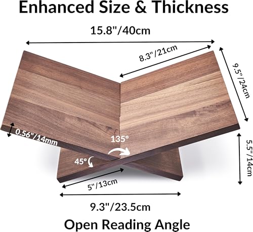 Honygebia Solid Wood Book Stands - Cross Frame Walnut Wooden Book Holder, Open Bookstand for Display and Reading, Suitable for Art, Bible, Cookbook, Easel, Magazine, Textbooks - color: Walnut
