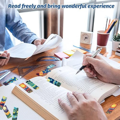 48 Pieces Magnetic Bookmarks Magnet Page Markers - Book Marks for Reading Women & Men with Storage Boxes - Cute Magnet Bookmark Clips for Reading Pleasure（Oil Painting） - size: 48, style: Oil Painting Style