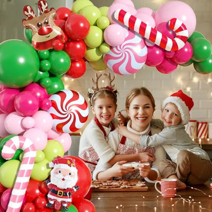 Christmas Arch Kit, Red Pink Green Latex Balloon Garland for Xmas Party - color: Christmas 1