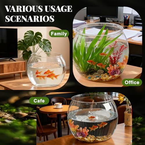 1.5 Gallon Plastic Fish Tank Large Bowl Shatterproof with Crystal Clear Clarity for Terrarium, Flower Vase Centerpiece Gift for Fish Lovers (Round) - size: 1.5 Gallon, style: Round