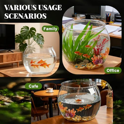1.5 Gallon Plastic Fish Tank Large Bowl Shatterproof with Crystal Clear Clarity for Terrarium, Flower Vase Centerpiece Gift for Fish Lovers (Round) - size: 1.5 Gallon, style: Round