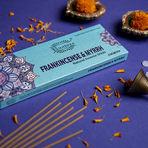 Pure Frankincense & Myrrh Incense Sticks, 100%-Natural Charcoal Free Organic Non Toxic Clean Burning Handmade Insence Sticks 100 gm Pack, Meditation Gifts – Spritual Cleansing - color: Frankincense